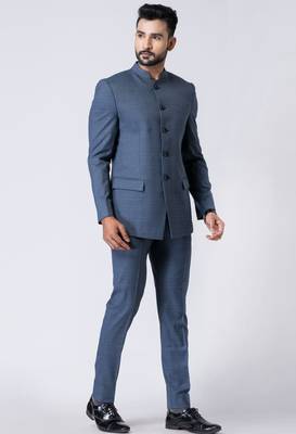 light blue polyester jodhpuri suit set for men 2