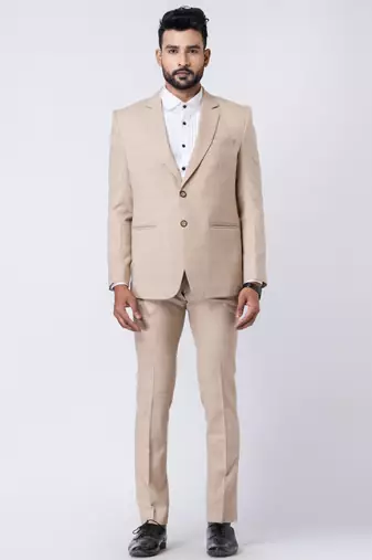 beige checked premium designer blazer with trouser set
