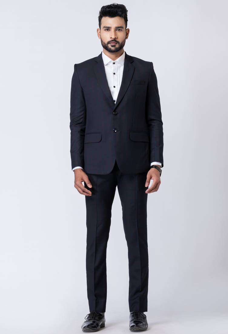 Black polyester tr premium designer festive wear blazer with trouser set