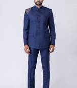 Light navy blue polyester tr premium designer festive wear jopdupuri suit set