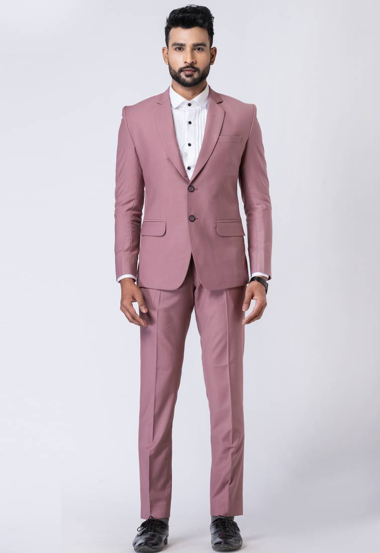 Mauve  polyester tr premium designer festive wear blazer with trouser set
