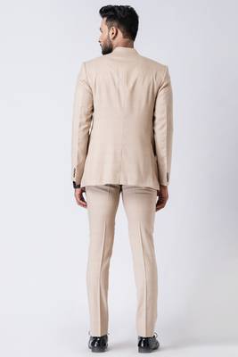 beige classic bandhgala jodhpuri suit set for men 5