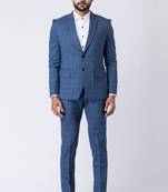 Light blue polyester tr premium designer festive wear blazer with trouser set