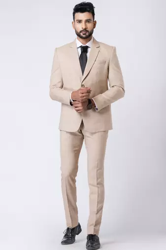 beige checked premium designer blazer with trouser set
