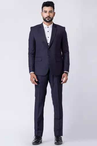 navy blue checked premium designer blazer with trouser set