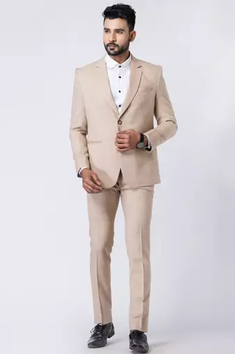 beige checked premium designer blazer with trouser set