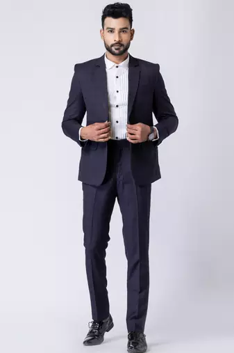 navy blue checked premium designer blazer with trouser set