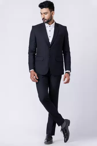 black premium designer blazer with trouser set