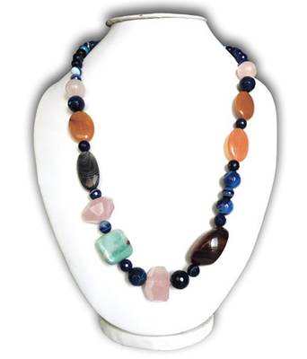 Tiger Eye,Amezonite,Rose Quartz,Agate 22" Fashion Necklace 1