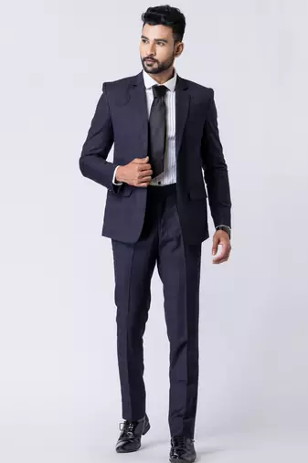 navy blue checked premium designer blazer with trouser set