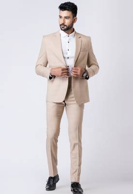 beige checked premium designer blazer with trouser set 5