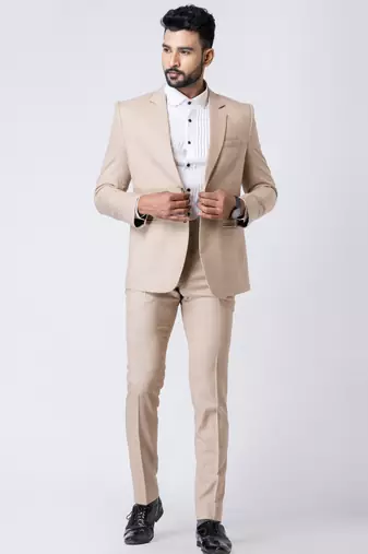 beige checked premium designer blazer with trouser set