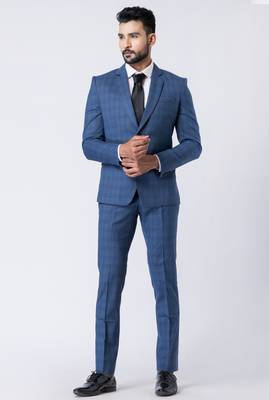 light blue checked premium designer blazer with trouser set 3