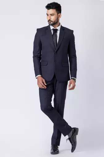 navy blue checked premium designer blazer with trouser set