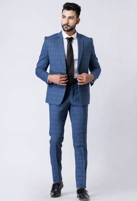 light blue checked premium designer blazer with trouser set 4