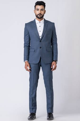 Light blue polyester tr premium designer festive wear blazer with trouser set