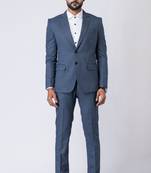 Light blue polyester tr premium designer festive wear blazer with trouser set