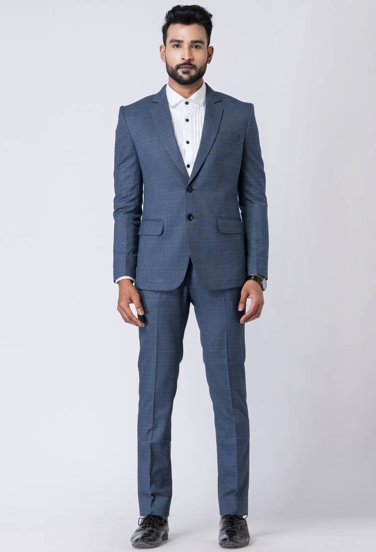 Light blue polyester tr premium designer festive wear blazer with trouser set
