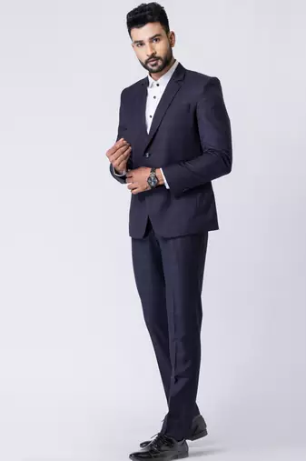 navy blue checked premium designer blazer with trouser set