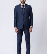 Navy blue polyester tr premium designer festive wear blazer with trouser set