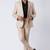 Beige polyester tr premium designer festive wear blazer with trouser set