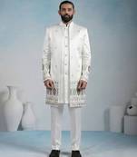 White armani premium designer festive wear indo western set