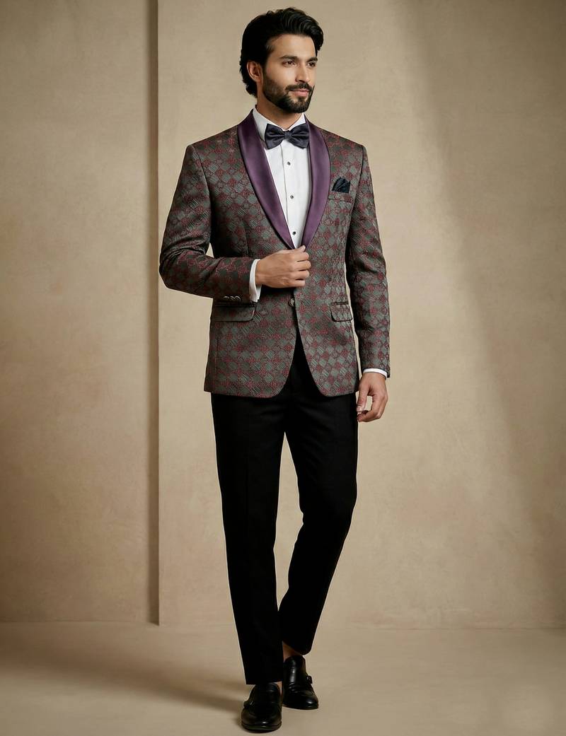 Premium jacquard with satin premium designer festive wear only blazer