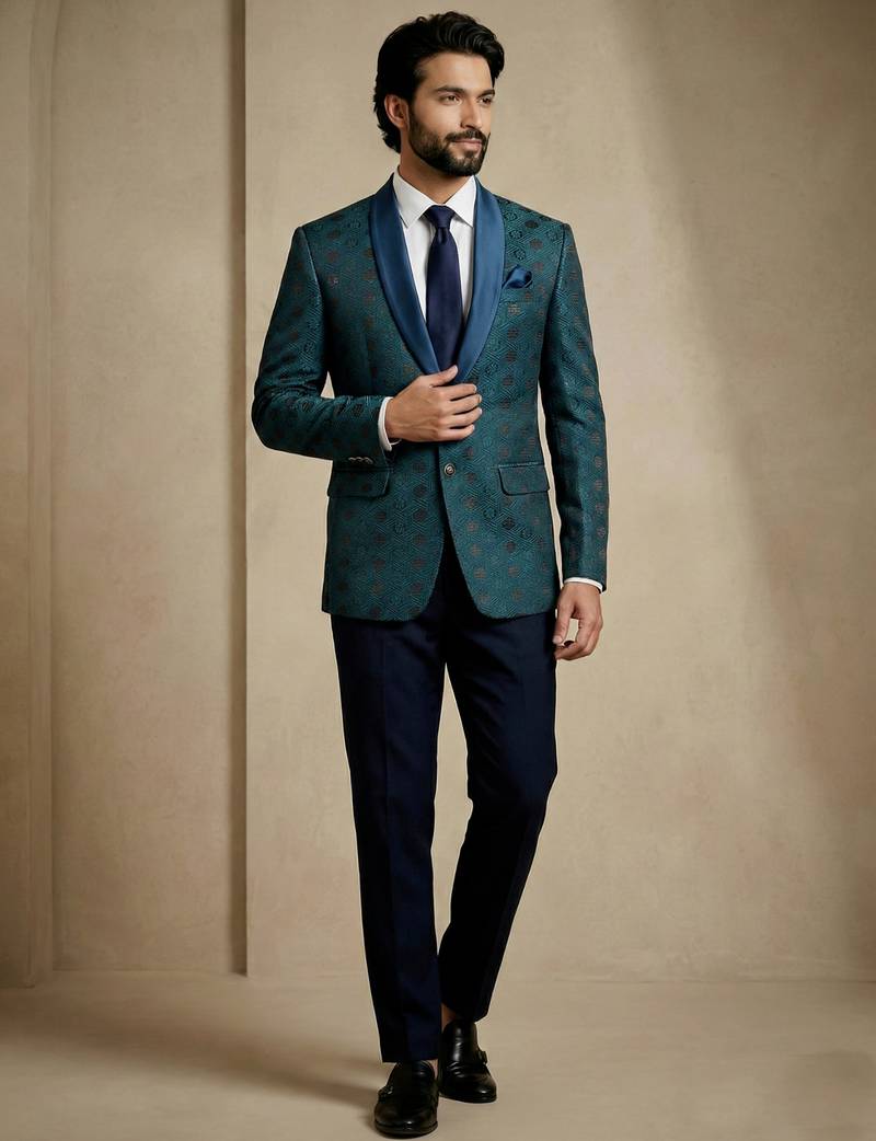 Premium jacquard with satin premium designer festive wear only blazer