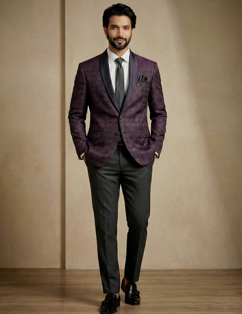 Premium jacquard with satin premium designer festive wear only blazer