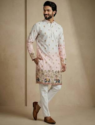 blush pink digital print designer kurta pajama set 2