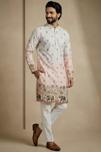 blush pink digital print designer kurta pajama set