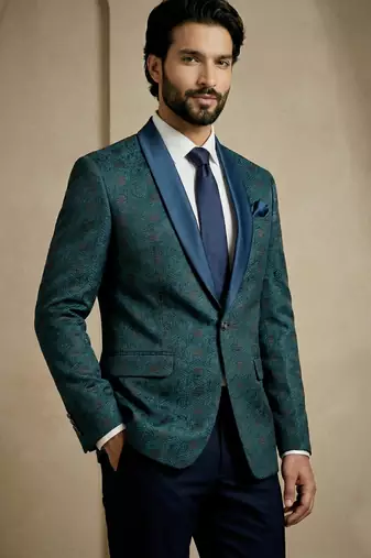 Premium jacquard with satin premium designer festive wear only blazer