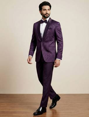 royal purple jacquard satin designer party wear blazer 2