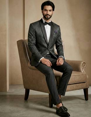 premium jacquard satin designer festive wear blazer for men 2