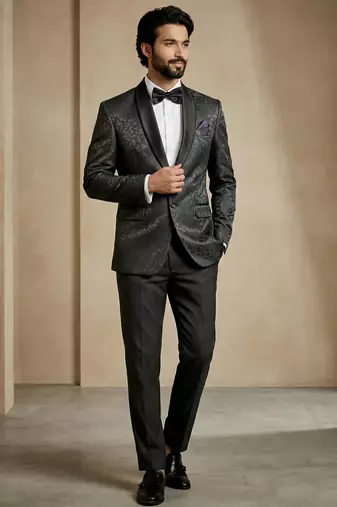 premium jacquard satin designer festive wear blazer for men