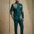 Teal fandy satin silk premium designer festive wear jopdupuri suit set