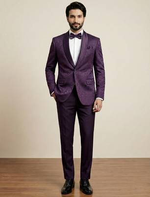 royal purple jacquard satin designer party wear blazer 4