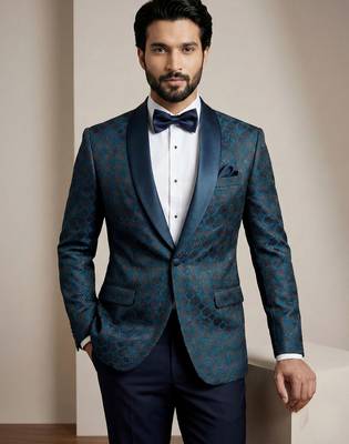Premium jacquard with satin premium designer festive wear only blazer 4