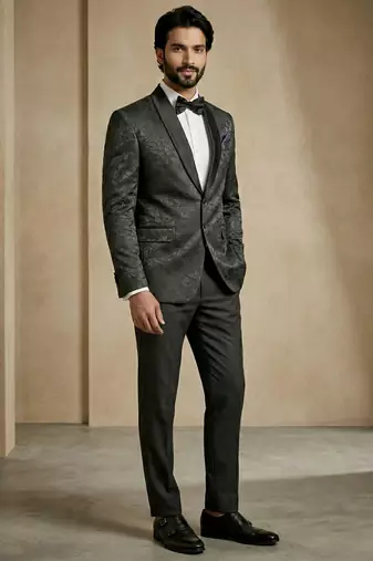 premium jacquard satin designer festive wear blazer for men