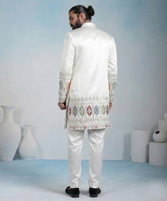 White armani premium designer festive wear indo western set 5