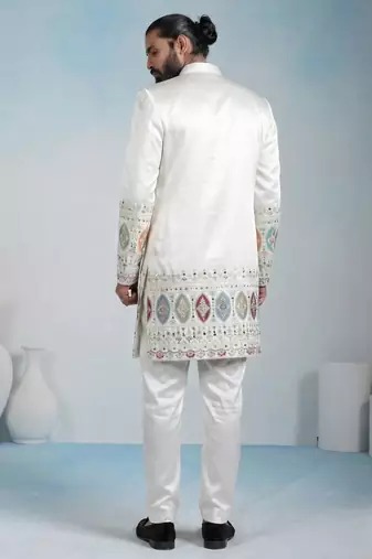 White armani premium designer festive wear indo western set
