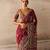 Scarlet red embroidered silk organza saree set