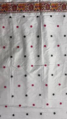 White plain silk silk-sarees saree with blouse 4