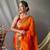 Orange  paithani woven design saree and has a zari border blouse piece