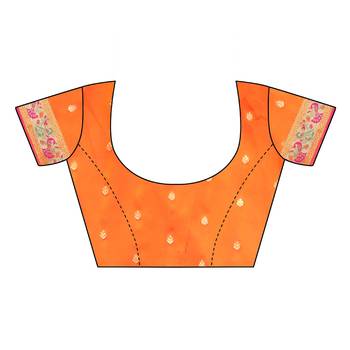 orange paithani saree with traditional woven zari border 4