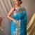 Sky blue  paithani woven design saree and has a zari border blouse piece