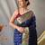 Navy blue  paithani woven design saree and has a zari border blouse piece