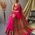 Pink paithani woven design saree and has a zari border blouse piece