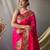 Pink paithani woven design saree and has a zari border blouse piece