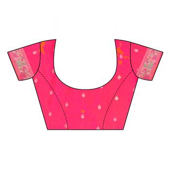 pink paithani woven saree with traditional zari border 4